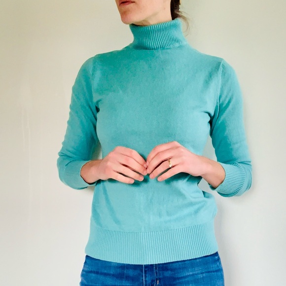 L.L. Bean Sweaters - LL Bean Bright Blue Cotton & Cashmere Turtle Neck Long Sleeve Pullover Sweater S